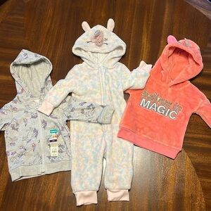 Two 12M Unicorn Jackets & 1 Unicorn Onesie